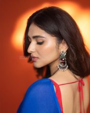 Actress Kayadu Lohar in a Deep Blue Saree with a Contrasting Red Sleeveless Blouse Pictures 04 Actress Kayadu Lohar in a Deep Blue Saree with a Contrasting Red Sleeveless Blouse Pictures 04