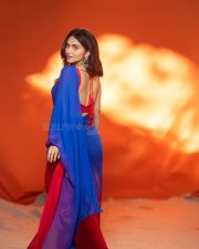 Actress Kayadu Lohar in a Deep Blue Saree with a Contrasting Red Sleeveless Blouse Pictures 07 Actress Kayadu Lohar in a Deep Blue Saree with a Contrasting Red Sleeveless Blouse Pictures 07