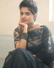 Actress Shravya Black Saree Photos 01