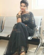 Actress Shravya Black Saree Photos 02