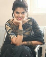 Actress Shravya Black Saree Photos 04
