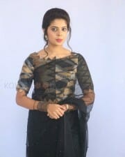 Actress Shravya Black Saree Photos 11