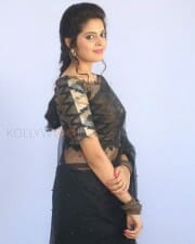 Actress Shravya Black Saree Photos 12