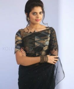 Actress Shravya Black Saree Photos 14