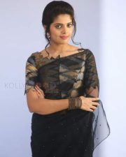 Actress Shravya Black Saree Photos 14