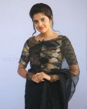 Actress Shravya Black Saree Photos 15