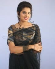 Actress Shravya Black Saree Photos 17