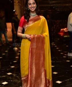 Beautiful Meenakshi Chaudhary in Saree Silk Saree at Hit 2 Teaser Launch Pictures 02