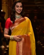 Beautiful Meenakshi Chaudhary in Saree Silk Saree at Hit 2 Teaser Launch Pictures 03