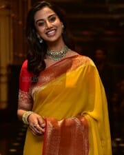 Beautiful Meenakshi Chaudhary in Saree Silk Saree at Hit 2 Teaser Launch Pictures 04