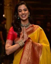 Beautiful Meenakshi Chaudhary in Saree Silk Saree at Hit 2 Teaser Launch Pictures 05