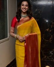 Beautiful Meenakshi Chaudhary in Saree Silk Saree at Hit 2 Teaser Launch Pictures 06