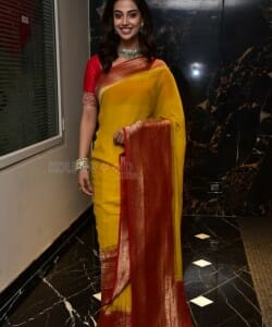 Beautiful Meenakshi Chaudhary in Saree Silk Saree at Hit 2 Teaser Launch Pictures 07