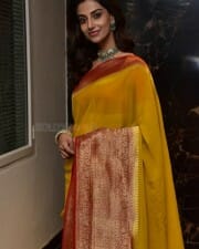 Beautiful Meenakshi Chaudhary in Saree Silk Saree at Hit 2 Teaser Launch Pictures 08