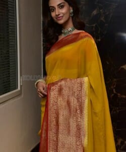 Beautiful Meenakshi Chaudhary in Saree Silk Saree at Hit 2 Teaser Launch Pictures 08