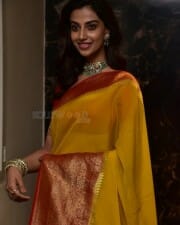Beautiful Meenakshi Chaudhary in Saree Silk Saree at Hit 2 Teaser Launch Pictures 09
