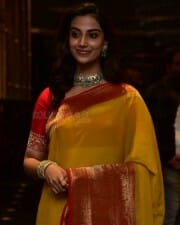 Beautiful Meenakshi Chaudhary in Saree Silk Saree at Hit 2 Teaser Launch Pictures 12