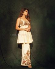 Bhairavam Actress Aditi Shankar in an Ivory Embroidered Peplum Kurta Set Photos 03