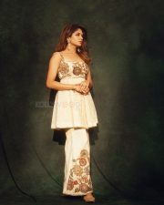 Bhairavam Actress Aditi Shankar in an Ivory Embroidered Peplum Kurta Set Photos 03