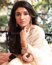 Birthmark Actress Mirnaa Menon in a White Saree Pictures 03