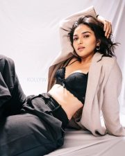Captivating Kayadu Lohar in a Black Bra with a Biege Blazer and Black Trouser Photos 03