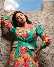 Captivating Meenakshi Chaudhary in a Floral Printed Dress Pictures 02