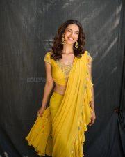 Charismatic Meenakshi Chaudhary in a Pre Draped Yellow Ruffle Saree with a Matching Blouse Pictures 02