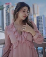Charming Sexy Sonarika Bhadoria Showing Cleavage in a Light Pink Dress Pictures 03