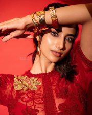 Drop Dead Gorgeous Meenakshi Chaudhary in a Red Designer Dress Photos 02