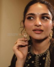 Enchanting Actress Kayadu Lohar in a Dark Brown Embroidered Ethnic Suit Photos 02