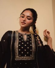 Enchanting Actress Kayadu Lohar in a Dark Brown Embroidered Ethnic Suit Photos 03