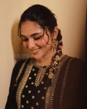 Enchanting Actress Kayadu Lohar in a Dark Brown Embroidered Ethnic Suit Photos 04