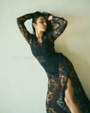Enigmatic Actress Nuveksha in a Black Sheer Lace Gown Photos 08