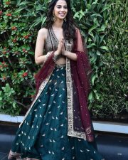 Glam Heroine Meenakshi Chaudhary at Anaganaga Oka Raju Movie Release Press Meet Stills 01