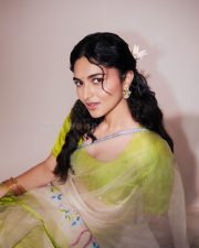 Graceful Actress Kayadu Lohar in a Lime Green Organza Saree Photos 01 Graceful Actress Kayadu Lohar in a Lime Green Organza Saree Photos 01