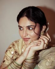 Graceful Actress Kayadu Lohar in a Mint Organza Saree with Gold Blouse Photos 03 Graceful Actress Kayadu Lohar in a Mint Organza Saree with Gold Blouse Photos 03