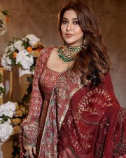 Hindutva Actress Sonarika Bhadoria in a Traditional Red Anarkali Photos 04