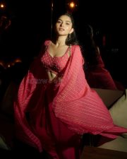 Idhayam Murali Heroine Kayadu Lohar in a Pink Lehenga with Gold Work Blouse and Shimmery Dupatta Pictures 02