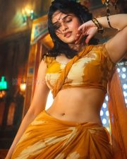 Immortal Actress Kayadu Lohar in an Orange Tie Dye Saree Photos 01 Immortal Actress Kayadu Lohar in an Orange Tie Dye Saree Photos 01