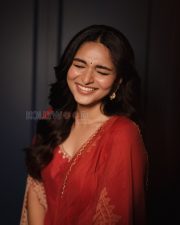 Joyful Actress Kayadu Lohar in a red embroidered Anarkali suit Photos 02 Joyful Actress Kayadu Lohar in a red embroidered Anarkali suit Photos 02