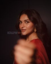 Joyful Actress Kayadu Lohar in a red embroidered Anarkali suit Photos 03 Joyful Actress Kayadu Lohar in a red embroidered Anarkali suit Photos 03