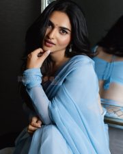 Luminous Actress Kayadu Lohar in a Sky Blue Georgette Saree Photos 02 Luminous Actress Kayadu Lohar in a Sky Blue Georgette Saree Photos 02