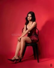 Malayalam Actress Gopika Ramesh in a Sexy Red Satin Dress Photos 04