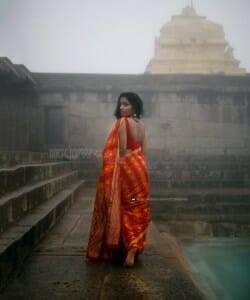 Malayalam Actress Rajisha Vijayan in a Red Saree Photoshoot Pictures 01