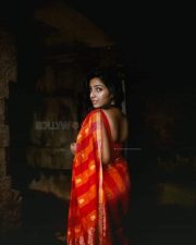 Malayalam Actress Rajisha Vijayan in a Red Saree Photoshoot Pictures 02