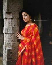 Malayalam Actress Rajisha Vijayan in a Red Saree Photoshoot Pictures 05