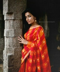 Malayalam Actress Rajisha Vijayan in a Red Saree Photoshoot Pictures 05