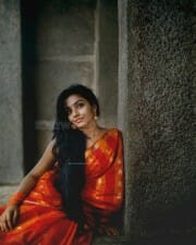 Malayalam Actress Rajisha Vijayan in a Red Saree Photoshoot Pictures 07