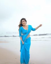 Mesmerizing Actress Kangna Sharma in a Blue Saree with Silver Embroidery Photos 07