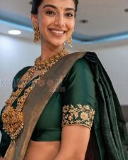 Resplendent Actress Meenakshi Chaudhary in a Green Embroidered Silk Saree Photos 02 Resplendent Actress Meenakshi Chaudhary in a Green Embroidered Silk Saree Photos 02